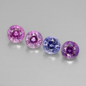 Gemas de zafiro multicolor natural de  ct, corte redondo, VVS-VS