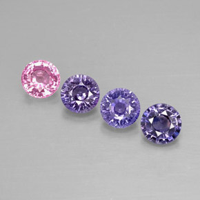 Gemas de zafiro multicolor natural de  ct, corte redondo, VVS-VS
