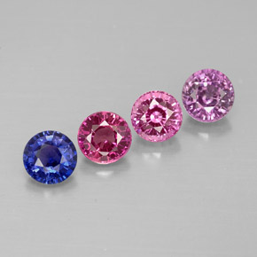 Gemas de zafiro multicolor natural de  ct, corte redondo, VVS