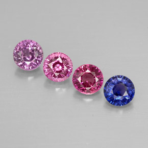 Gemas de zafiro multicolor natural de  ct, corte redondo, VVS