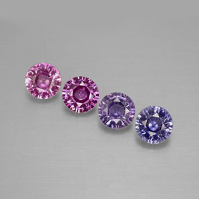 Gemas de zafiro multicolor natural de  ct, corte redondo, VVS