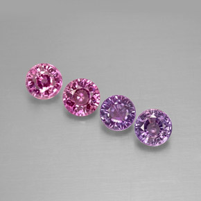 Gemas de zafiro multicolor natural de  ct, corte redondo, VVS