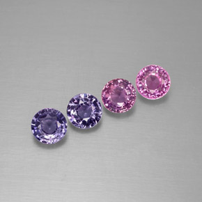 Gemas de zafiro multicolor natural de  ct, corte redondo, VVS