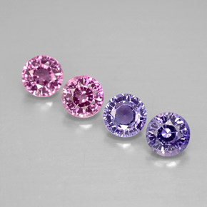 Gemas de zafiro multicolor natural de  ct, corte redondo, VVS-VS