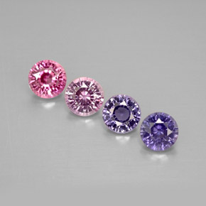 Gemas de zafiro multicolor natural de  ct, corte redondo, VVS