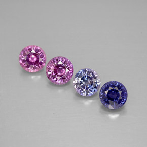 Gemas de zafiro multicolor natural de  ct, corte redondo, VVS-VS