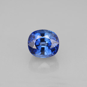 Zafiro azul natural de 2,14 ct, corte cojín, VVS-VS