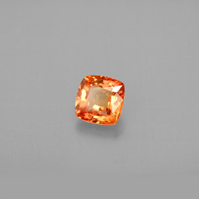 Zafiro naranja natural de 0,82 ct, corte cojín, VVS-VS