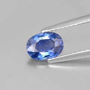 Zafiro azul natural de 1,04 ct, corte óvalo, VS
