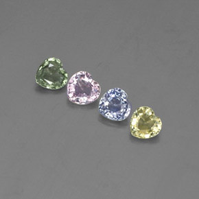 Gemas de zafiro multicolor natural de 1,30 ct, forma de corazón, VVS-VS