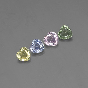 Gemas de zafiro multicolor natural de 1,30 ct, forma de corazón, VVS-VS