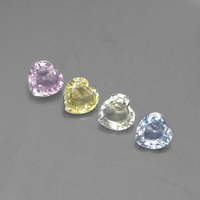 Gemas de zafiro multicolor natural de  ct, forma de corazón, VVS-VS