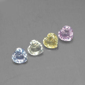 Gemas de zafiro multicolor natural de  ct, forma de corazón, VVS-VS