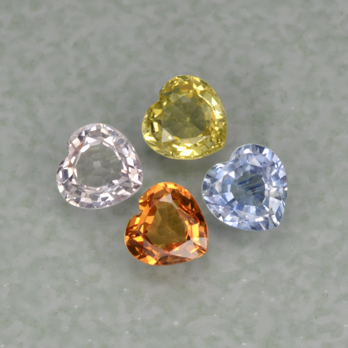 Gemas de zafiro multicolor natural de 1,35 ct, forma de corazón, VVS-VS