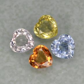 Gemas de zafiro multicolor natural de 1,35 ct, forma de corazón, VVS-VS