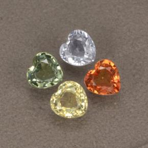 Gemas de zafiro multicolor natural de 1,32 ct, forma de corazón, VVS-VS