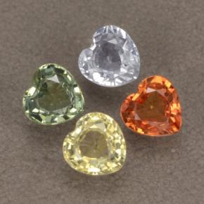 Gemas de zafiro multicolor natural de 1,32 ct, forma de corazón, VVS-VS