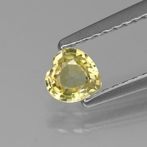 Zafiro amarillo natural de 0,38 ct, forma de corazón, VVS