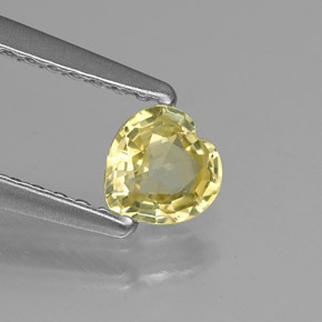 Zafiro amarillo natural de 0,38 ct, forma de corazón, VVS