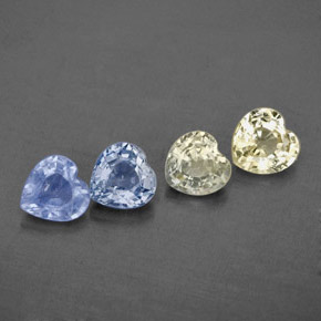 Gemas de zafiro multicolor natural de  ct, forma de corazón, VVS