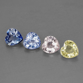 Gemas de zafiro multicolor natural de  ct, forma de corazón, VVS
