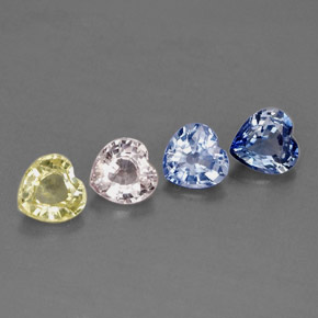 Gemas de zafiro multicolor natural de  ct, forma de corazón, VVS