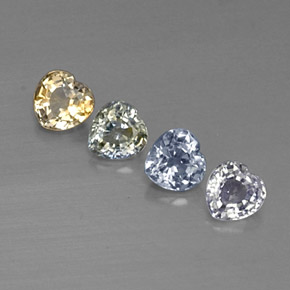 Gemas de zafiro multicolor natural de 1,31 ct, forma de corazón, VVS-VS