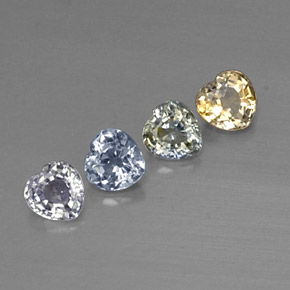 Gemas de zafiro multicolor natural de 1,31 ct, forma de corazón, VVS-VS