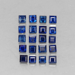 Gemas de zafiro azul natural de  ct, cuadrado, VVS-VS