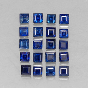 Gemas de zafiro azul natural de  ct, cuadrado, VVS-VS
