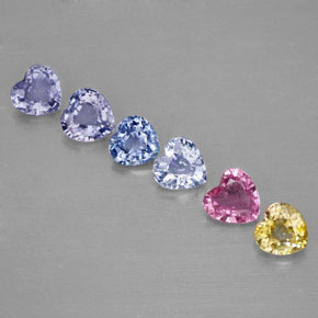 Gemas de zafiro multicolor natural de  ct, forma de corazón, VVS-VS