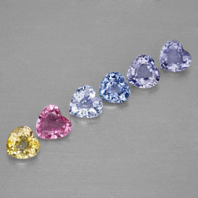 Gemas de zafiro multicolor natural de  ct, forma de corazón, VVS-VS