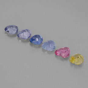 Gemas de zafiro multicolor natural de  ct, forma de corazón, VVS-VS