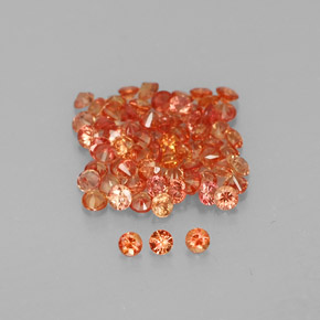 Gemas de zafiro naranja natural de  ct, corte redondo, VVS-VS