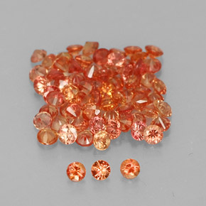 Gemas de zafiro naranja natural de  ct, corte redondo, VVS-VS