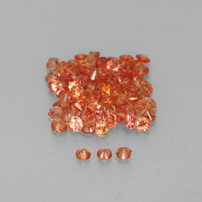 Gemas de zafiro naranja natural de  ct, corte redondo, VVS-VS