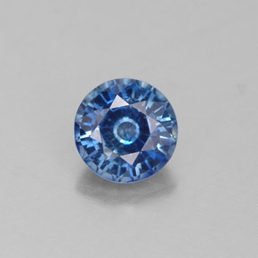 Zafiro azul natural de 0,60 ct, corte redondo, VS
