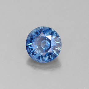 Zafiro azul natural de 0,60 ct, corte redondo, VS