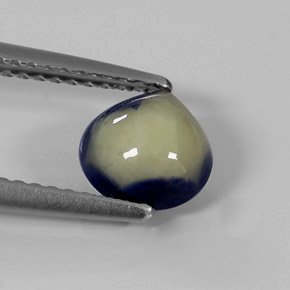 Zafiro bicolor natural de 1,39 ct, en forma de pera, opaco