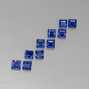 Gemas de zafiro azul natural de  ct, cuadrado, VVS-VS