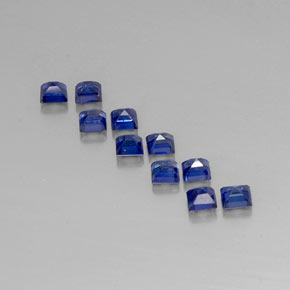 Gemas de zafiro azul natural de  ct, cuadrado, VVS-VS