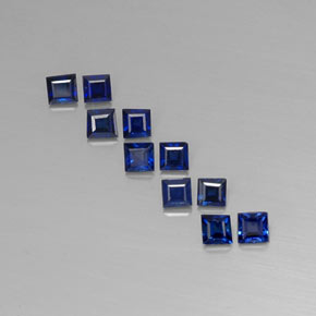 Gemas de zafiro azul natural de  ct, cuadrado, VVS-VS