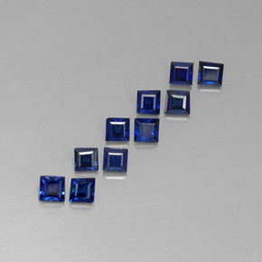 Gemas de zafiro azul natural de  ct, cuadrado, VVS-VS