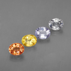 Gemas de zafiro multicolor natural de  ct, corte óvalo, VVS-VS
