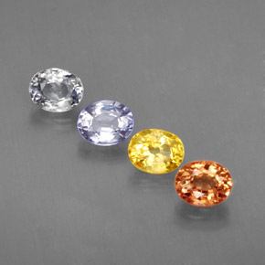 Gemas de zafiro multicolor natural de  ct, corte óvalo, VVS-VS