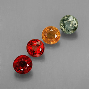 Gemas de zafiro multicolor natural de  ct, corte redondo, VVS-VS