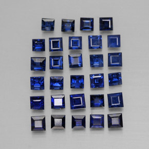 Gemas de zafiro azul natural de  ct, cuadrado, VVS-VS