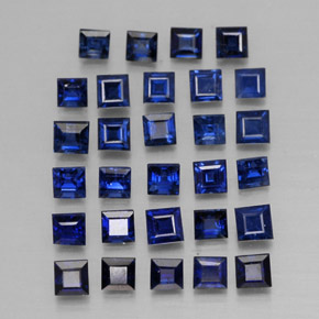 Gemas de zafiro azul natural de  ct, cuadrado, VVS-VS