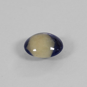 Zafiro bicolor natural de 1,58 ct, corte óvalo, opaco