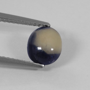 Zafiro bicolor natural de 1,58 ct, corte óvalo, opaco